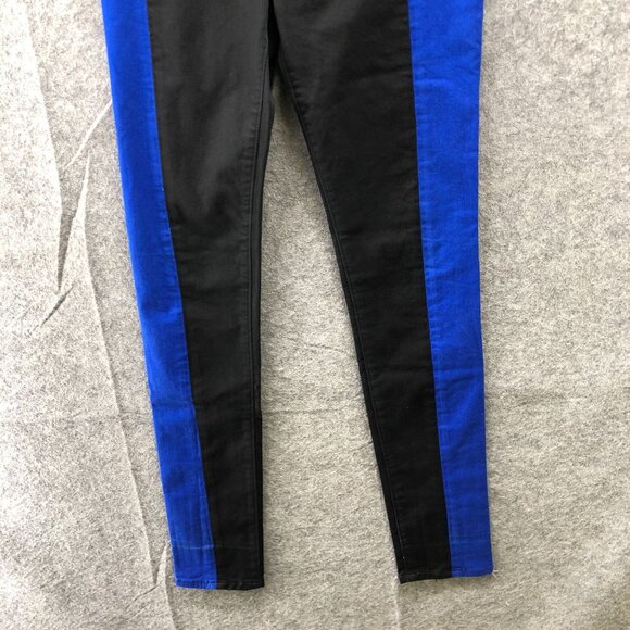Rag & Bone Skinny Jeans Womens 25 Black Blue Colorblock Stretch Low Rise Stripe - Picture 4 of 10